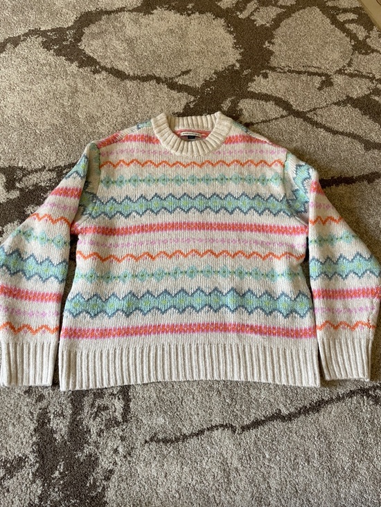 American Eagle Outfitters Sweaters - American eagle Crewneck Women's Sweater in Cream with Pastel Stripe Pattern